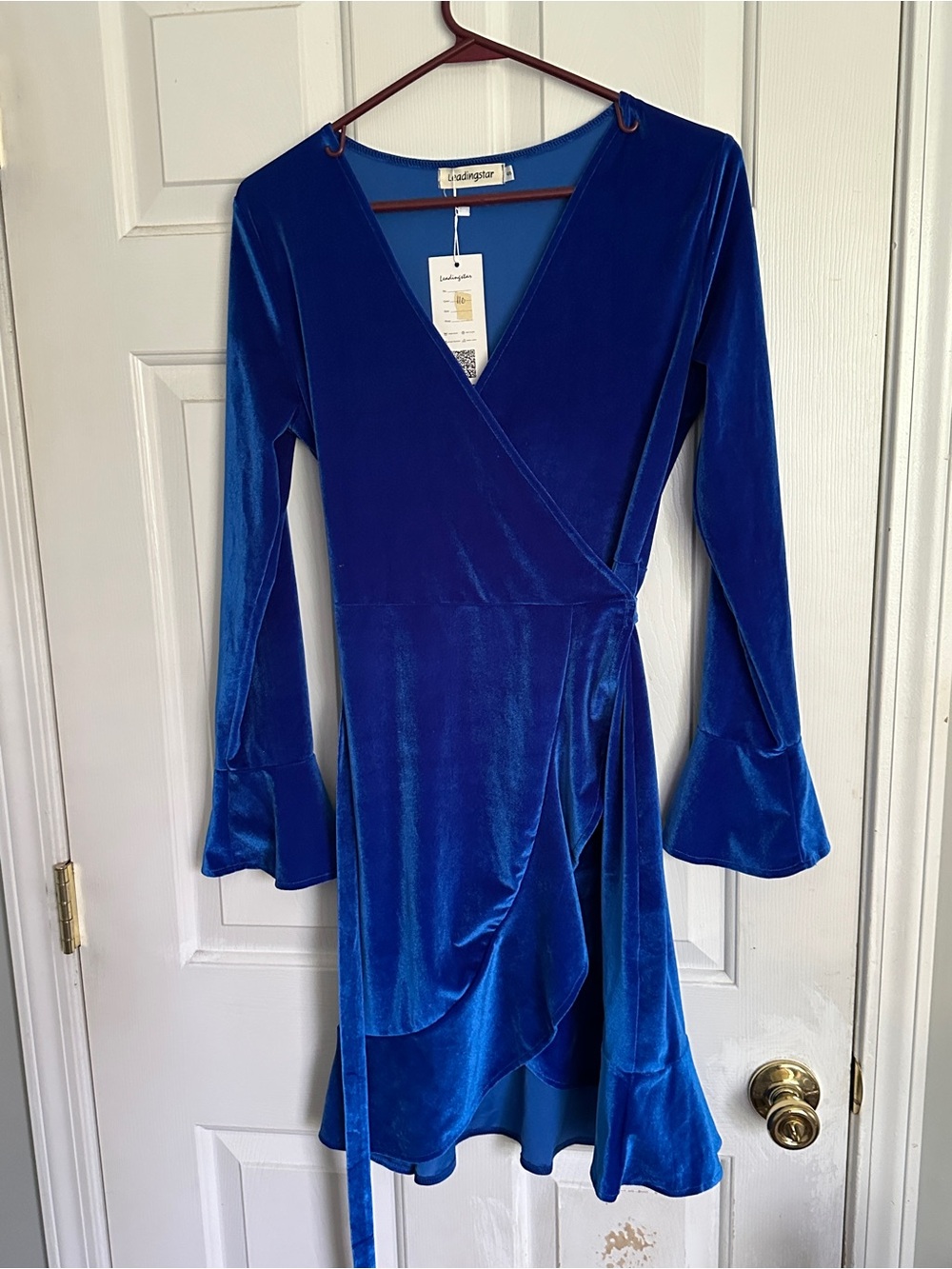 Royal Blue Velvet Wrap Dress